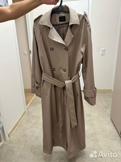 Кожаный плащ женский 48