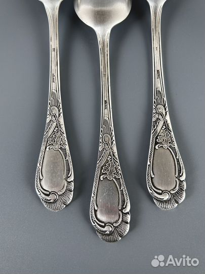 3 шт Мельхиоровые столовые ложки мнц Серебрение