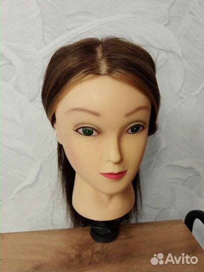 Голова учебная, натуральный волос, на штативе