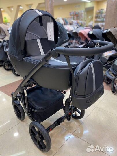 Коляска AIR 2в1 (bexa) черная кожа+серебряный