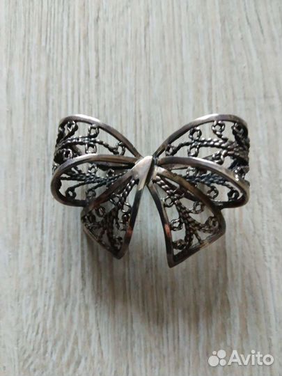 Брошь серебро СССР бантик