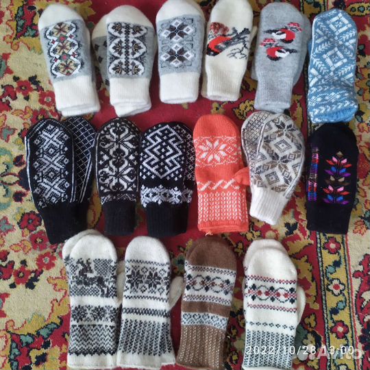 Женские теплые варежки овечьи козьи