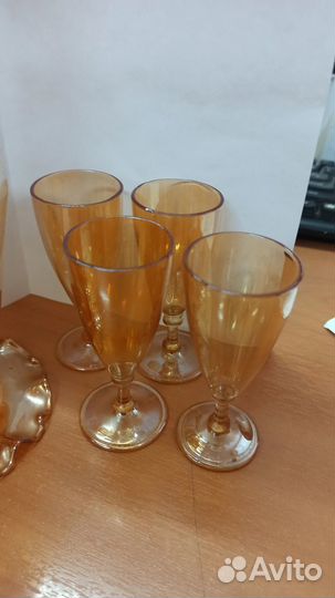 Графин с оленем внутри и 4 стопки