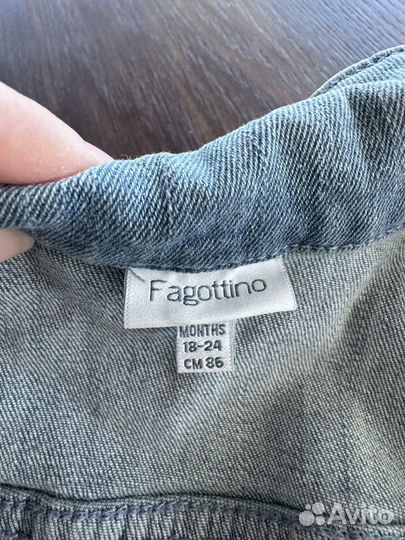 Джинсовые куртка Fagottino 86 и сарафан Zara 92