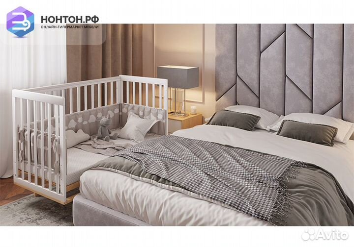 Кроватка детская Simple 340 белый / натуральный