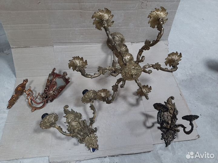 Бронза: люстра и бра