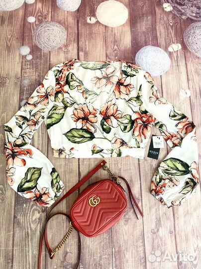 Цветочная блуза, кроп топ от Guess M/L бохо
