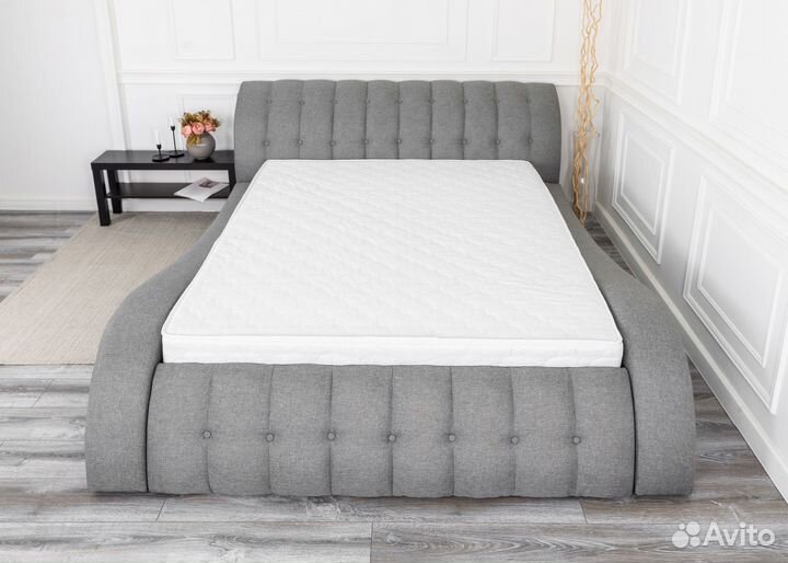 Кровать 140х200 двуспальная серая