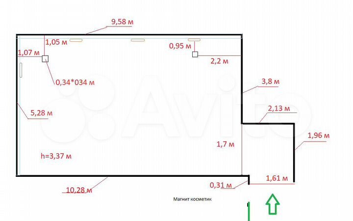 Свободного назначения, 58 м²