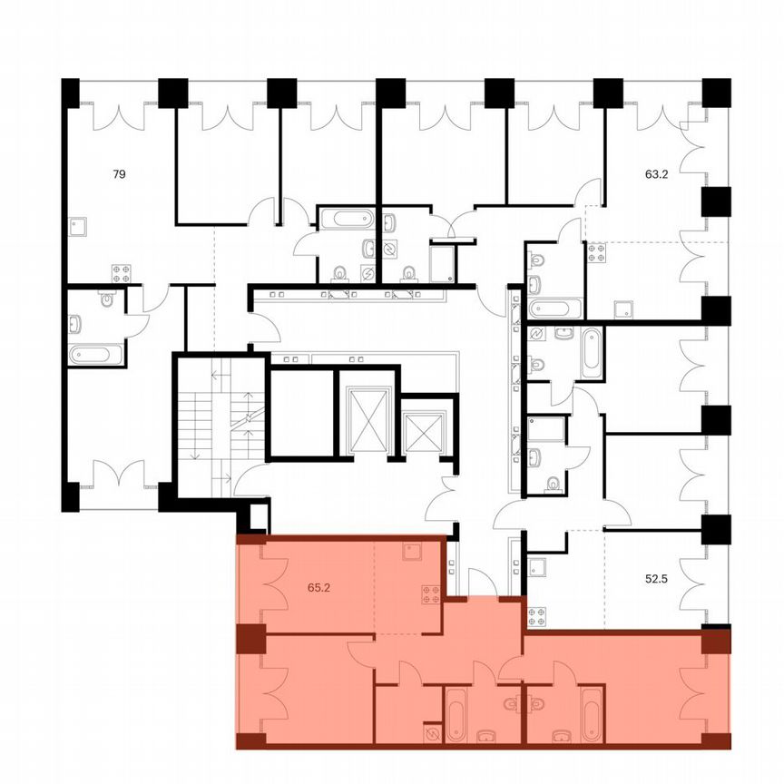 2-к. квартира, 65,2 м², 8/9 эт.