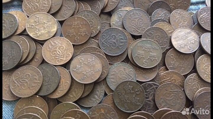 Монеты Швеции 5 эре 1909-1950 и 50 эре 1920-1947