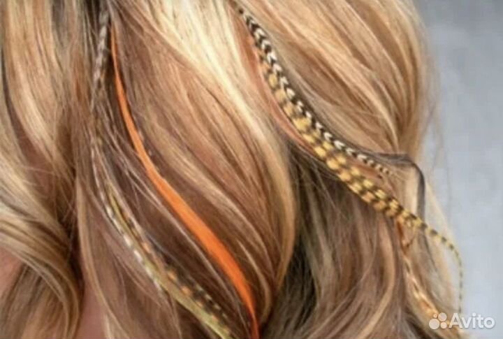 Наращивание перьев в волосы/ перья петуха гризли