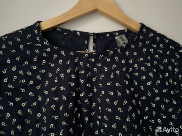 Новое платье оверсайз в цветочек хлопок синее