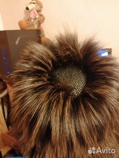 Шапка чернобурка вязаная