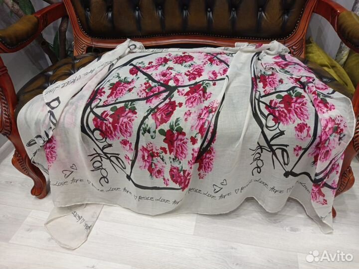 Огромный палантин 2.00х95см парео moscino хлопок