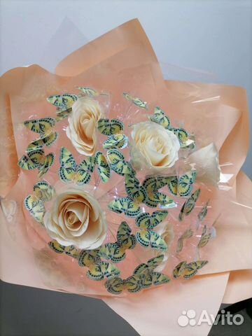 Букет из бабочек и роз светящийся