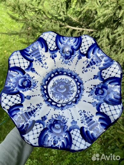 Ваза для фруктов гжель