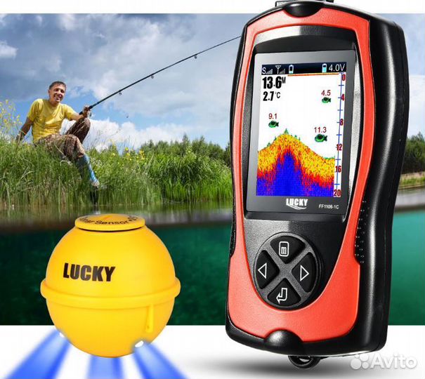 Эхолот аккумуляторный беспроводной, цветной