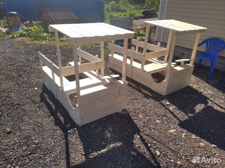 Машинка Деревянная с бортами для детской площадки