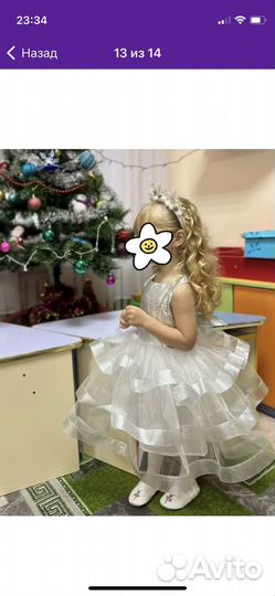 Праздничное платье для девочки/платье снежинки