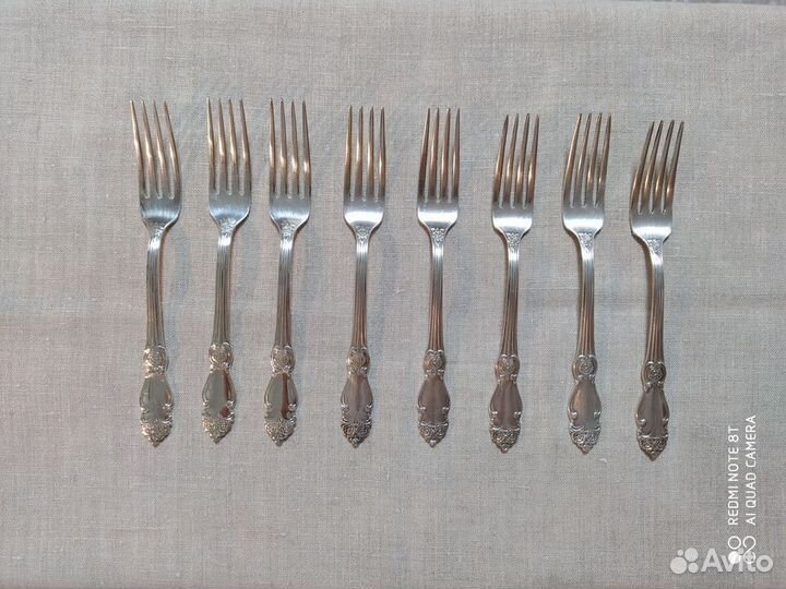 Ложки вилки ножи посеребренные Роза Кольчугино44пр