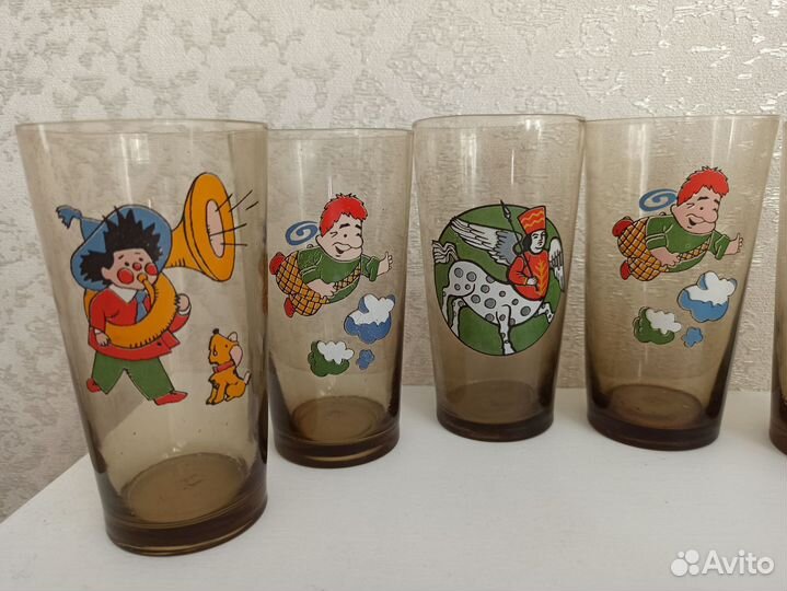 Стаканы с рисунком. Тонкое стекло. СССР