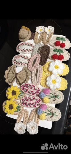 Заколка для волос вязаная ручная работа