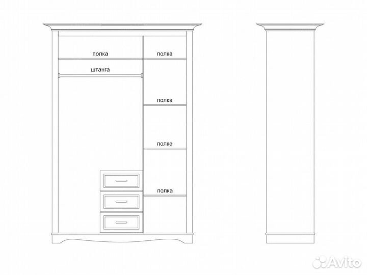 Шкаф из массива дерева для одежды Венеция 31