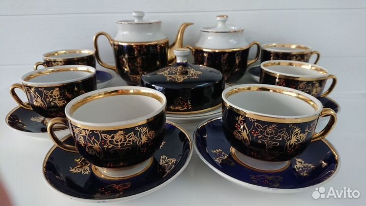 Кобальтовый чайный сервиз завода Довбыш СССР