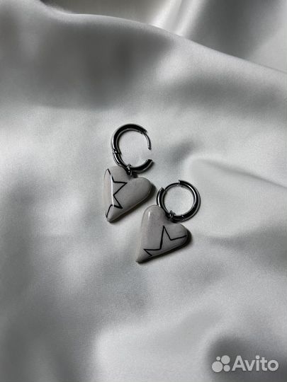 Серьги сердца керамические (ручная работа)