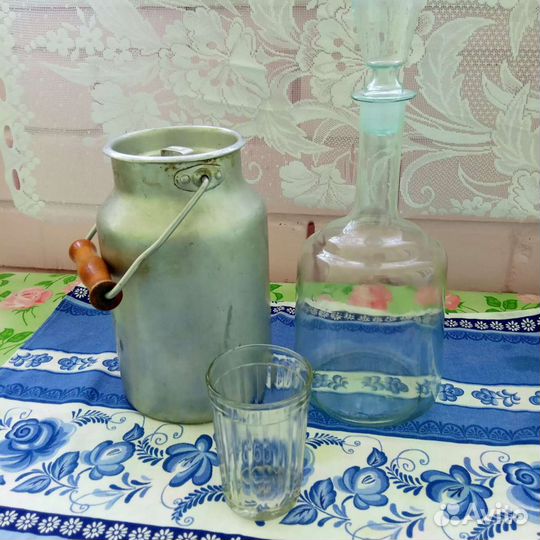 Бидон алюминиевый 3л и графин тонкое стекло СССР