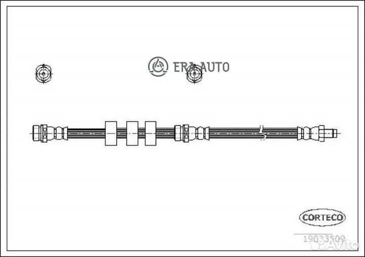 Corteco 19033509 Шланг тормозной mazda tribute 00-08 перед. лев/прав. (442мм)