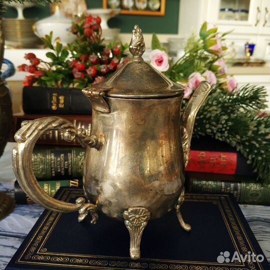 Старинный чайник, серебрение, Германия