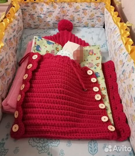 Вязанный конверт на выписку для девочки