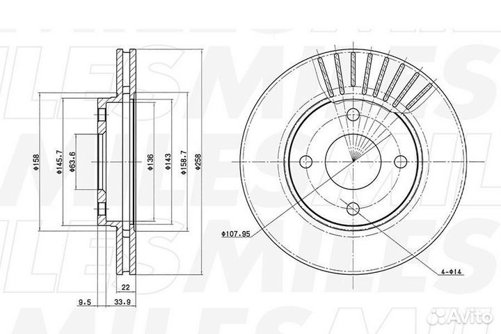 Диск тормозной передний Ford Focus 98-05