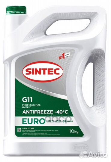 Антифриз sintec euro G11 10кг (зеленый) 990571