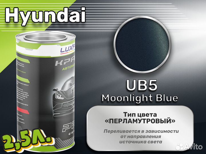 Краска Luxfore 2,5л. (Hyundai UB5 Moonlight Blue)