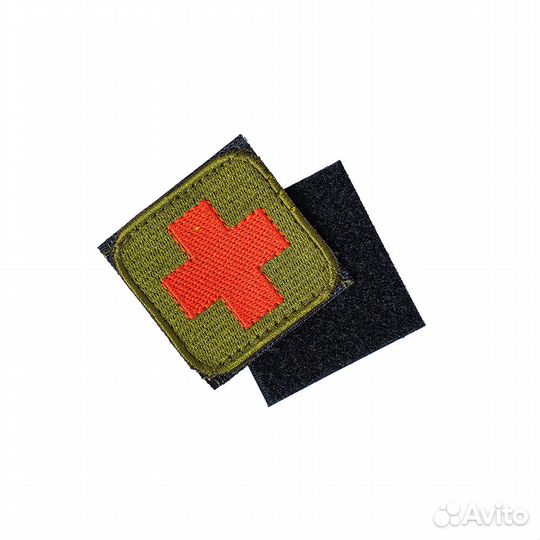 Патч шеврон На липучке. Медицинский крест, олива
