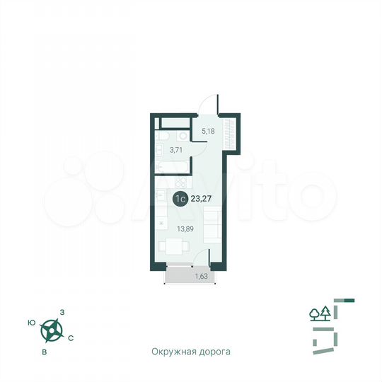 Квартира-студия, 23,3 м², 3/14 эт.
