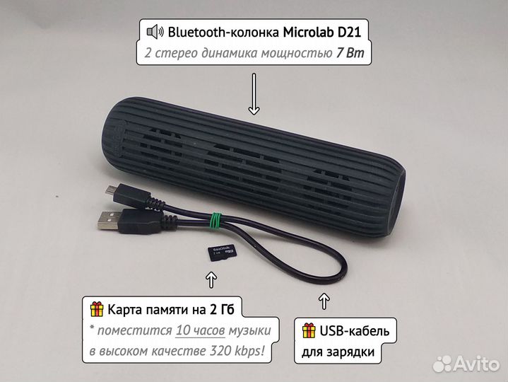 Защищённая bluetooth-колонка + MicroSD на 2 Гб
