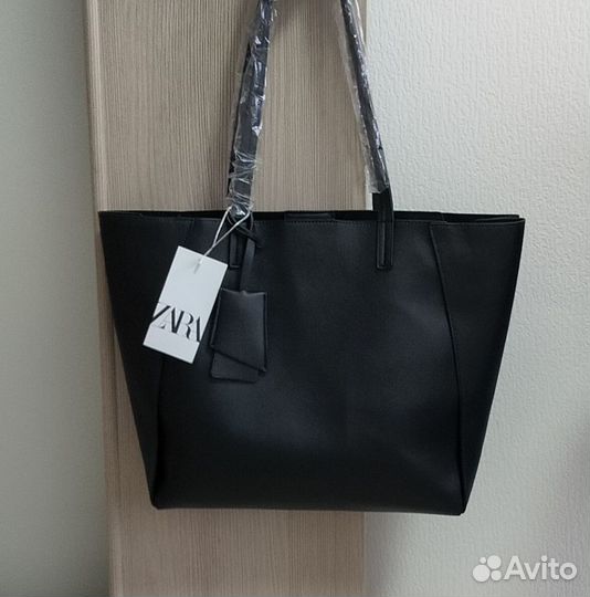 Новая чёрная женская сумка шопер Zara