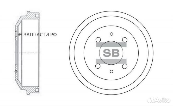 Sangsin brake SD1007 Торм. барабан зад. 4 отв