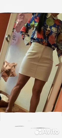 Юбка натуральная кожа белая