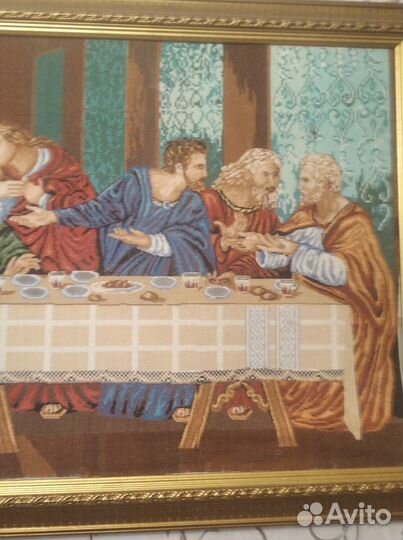 Продаю вышитую картину. Размер 1,9*09 с рамой