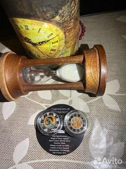 Песочные часы. Серебро 250 шиллингов 2016 года