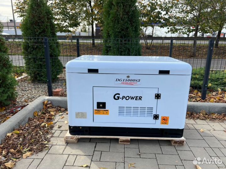 Генератор дизельный 13 kW g-power DG15000SE3 трехф