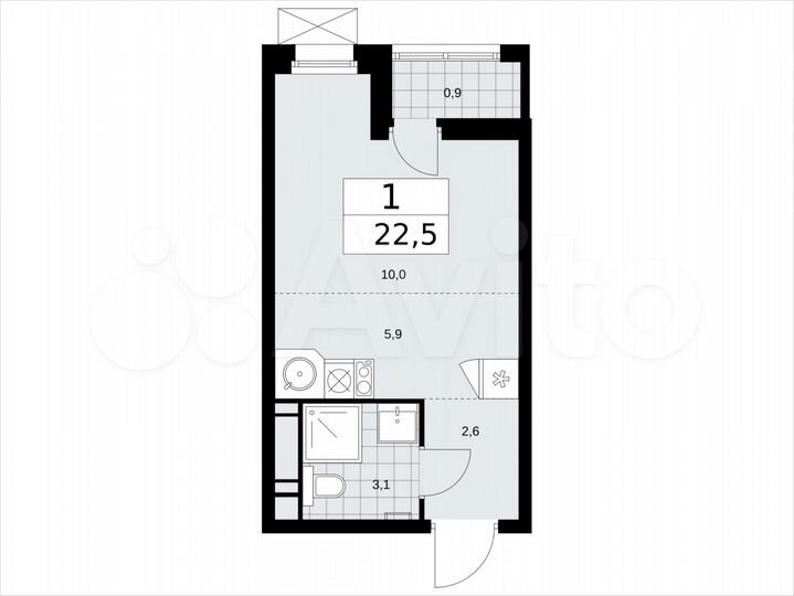 Квартира-студия, 22,5 м², 13/17 эт.