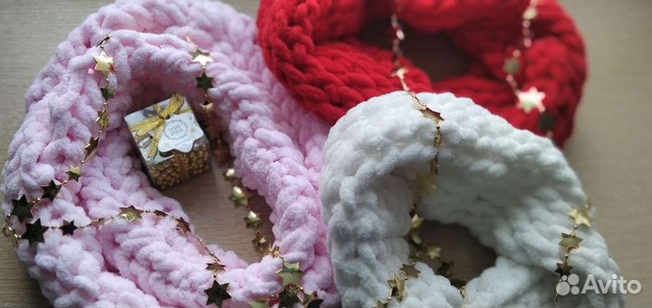 Снуды и шарфы из плюшевой пряжи Ализе Пуффи (Alize