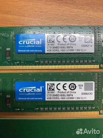 Оперативная память 4Gb DDR3L 1600MHz Crucial