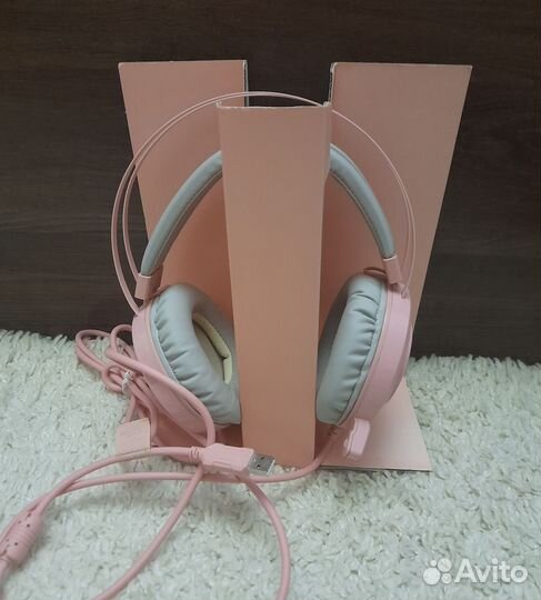 Игровые наушники с микрофоном bloody G521 розовые